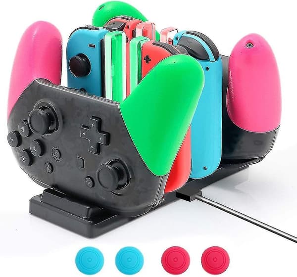Ns Controller Laddare Snabbladdningsdocka För Nintendo Switch Joypads Och Pro Controllers Med Led-lampor Inkluderar Usb-kabel