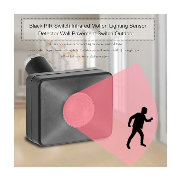 Mini lyskontakt Belysningstilbehør Sort PIR-sensor Infrarød bevægelsessensor  Lyssensor Vægkontakt 91a2 | Fyndiq