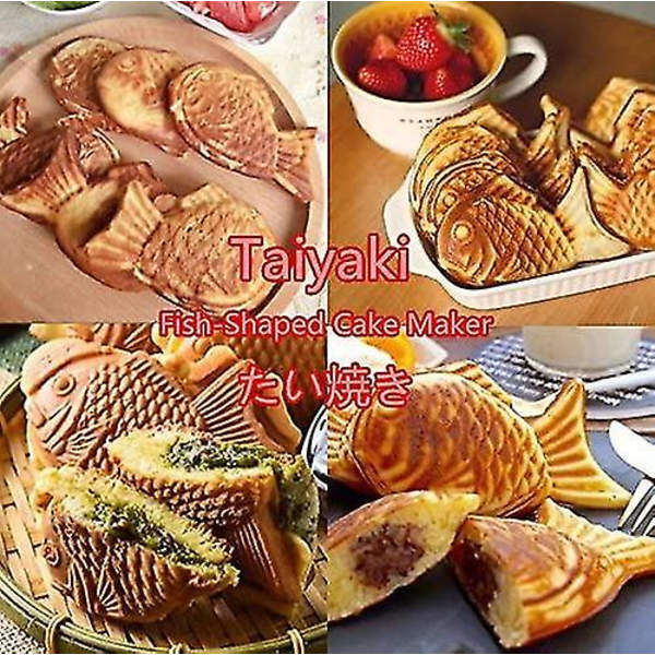 Japansk Taiyaki-våffelmaskin, fiskvåffla, non-stick för med rostfritt stål bakplåt 2 sidor