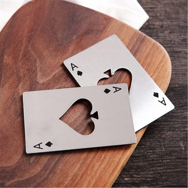 4-pack poker i rostfritt stål spelkortöppnare (silver)