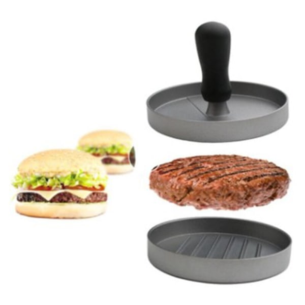 Hamburgerpress i rostfritt stål, biffpress med handtag, non-stick hamburgerpress