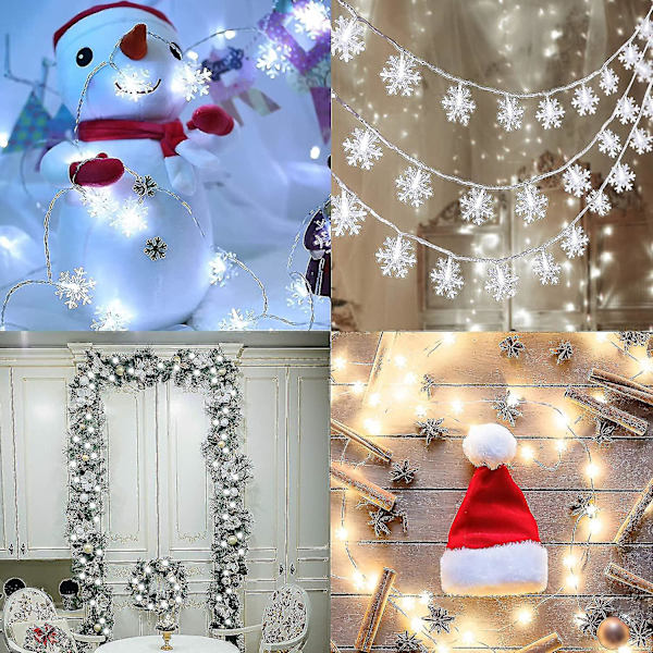 Led Creative Snowflake Light-10 meter 80 lampor-med blinkande batteri