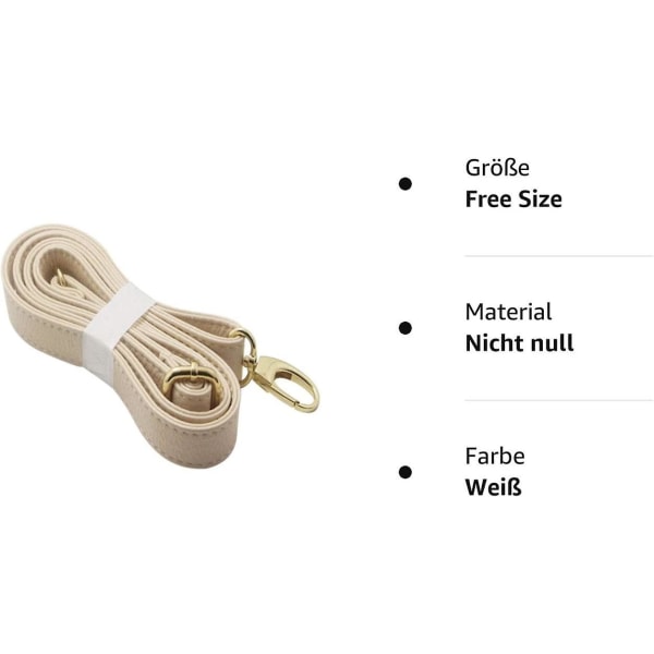 Justerbar axelrem, universell ersättningsrem, läder, crossbody väska (vit)