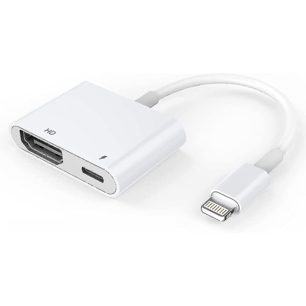 HDMI Adapter, HDMI Adapter För Iphone 1080p Lightning Digital Av Adapter, Hdmi Sync Skärm HDMI-kontakt för Iphone & Ipad, Power behövs (komp.