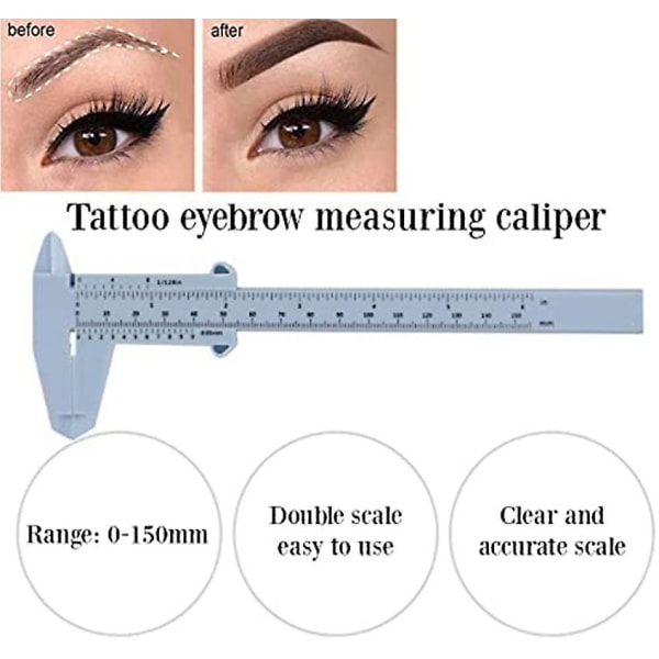 Återanvändbar ögonbrynsmått Vernier Caliper, 150 mm DIY ögonbrynslinjalmall