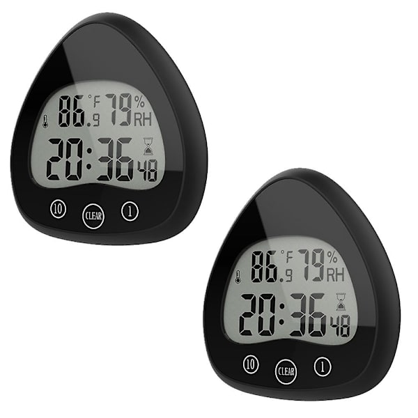 2 innovativa nya hjärtformade badrumsklockor Lcd temperatur och luftfuktighet digital display väckarklockor svart