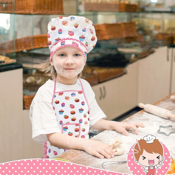 Barn Kock Kläder Set Flickor Förkläde Barn Kock Hatt och Förkläde Toddler matlagningsleksak