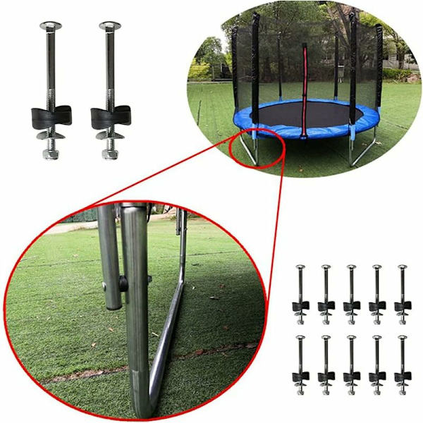Trampolindistanser med skruvar för att fixa studsmatta - Ersättningstillbehör för Triomphe Trampolin 12-pack