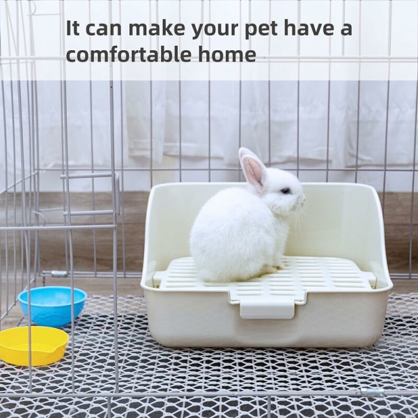 Let at rengøre kanin skraldespand til at lære toiletbesøg for små dyr/kaniner/marsvin/ildere (længde 22,8 cm × bredde 28 cm × højde 16 cm, hvid)