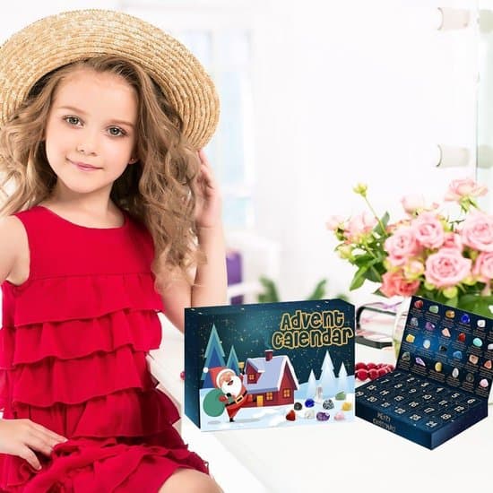 24-dagars julkalender med kristaller - Presentförpackning för mineralsamlare vit XXS