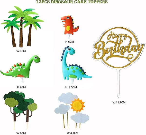 Dinosaur Kagepynt Cupcake Topper Dinosaur Kagepynt Til Børnefødselsdag Barnefødselsdagsfest Tilbehør 13stk