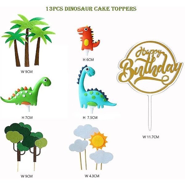 Dinosaur Kakepynt Cupcake Topper Dinosaur Kakepynt For Barnas Bursdag Barne Dusj Fest Tilbehør 13stk