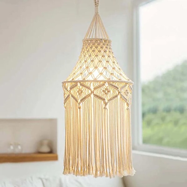 Makrame spets lampskärm, vacker dekorativ look, lätt handstickad väv lampskärm för hushåll