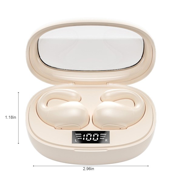 Trådlösa Bluetooth-hörlurar Clip-on Bone Conduction Högkvalitativa brusreducerande hörlurarBeige