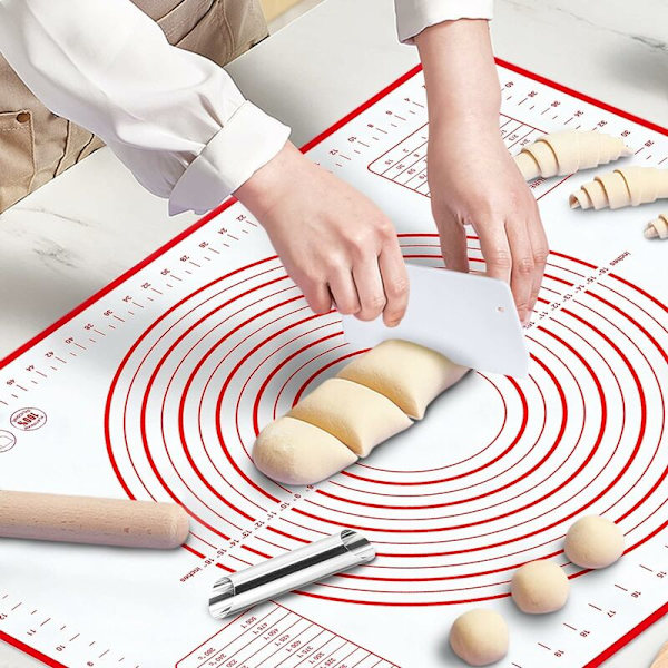 Silikone bagemåtte ekstra stor 70cm x 50cm genanvendelig non-stick dejmåtte med graduerede dimensioner dejskraber cannoli-form til macaron-cookies