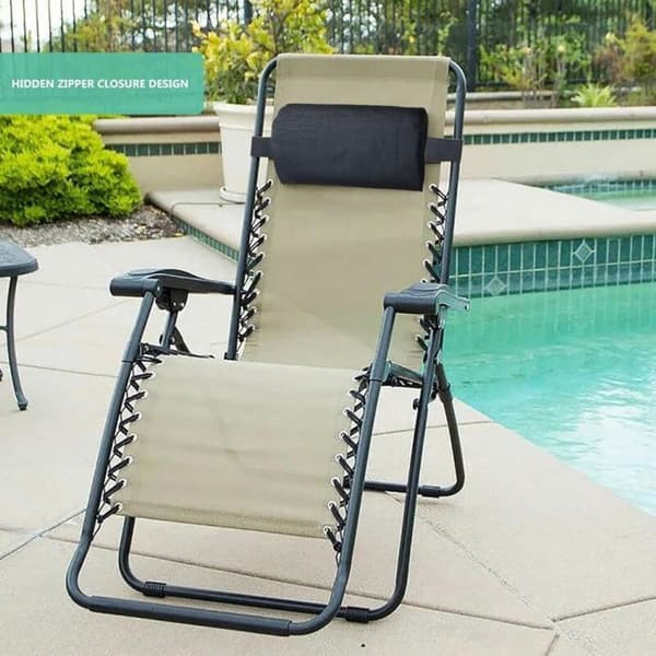 2 nakkestøttepuder til chaiselong 37x17 cm, ergonomisk justerbar til strand/terrasse.