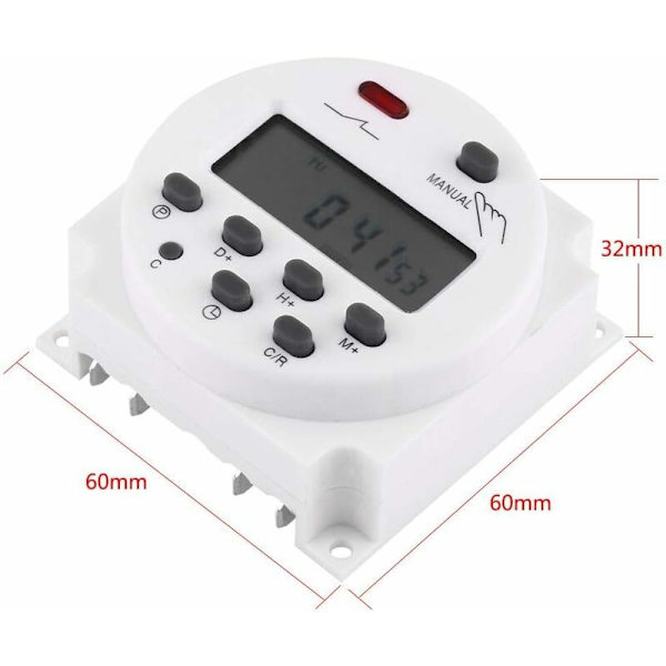LCD Digital Power Ugentlig Programmerbar Timer Digital Timer Forsinkelsesrelæ (220V)