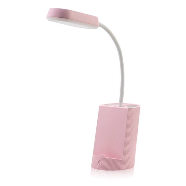 Bordslampa för barn, LED Touch-bordslampa 3 ljusstyrkanivåer Uppladdningsbar bordslampa för djur Trådlös, pennhållare och hållare - rosa