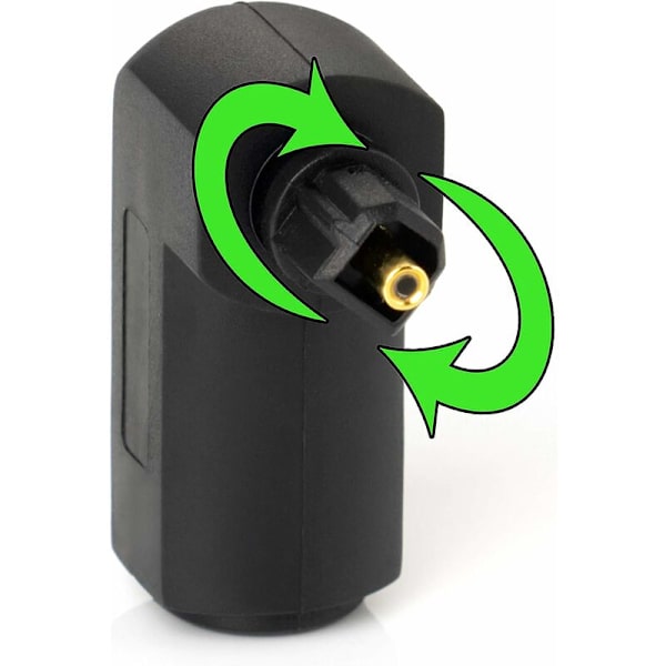 2x Toslink 90° vinkeladaptrar (Toslink honkontakt till hankontakt), rätvinklig kontakt för optisk digital ljudkabel (TOS-kabel), S/PDIF-kabel