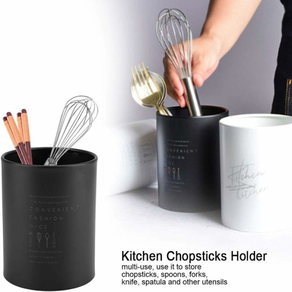 Bordplade køkkenredskabsholder, rustfrit stål ske Fork Sticks Opbevaringsorganer, 10 x 10 x 13 cm (sort)