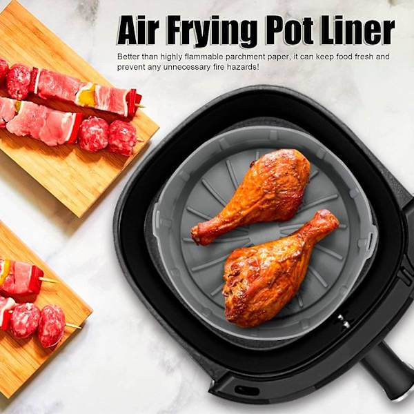 Ersättning av pappersfoder, silikonformar Air Fryer-tillbehör, inget mer hårt rengöring 7,5x2,2 tum grå