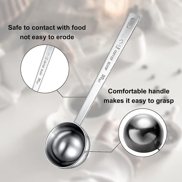 2-pack rostfria kaffeskedar, 1 msk (15 ml) och 1 msk (30 ml) (lång)