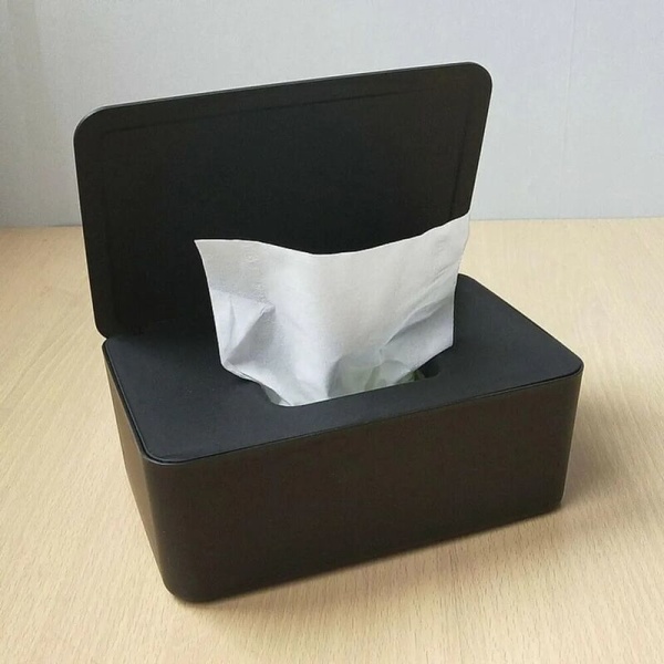 Vådservietter Opbevaringsboks Tissue Box Vådservietter Opbevaringsboks med låg Sort