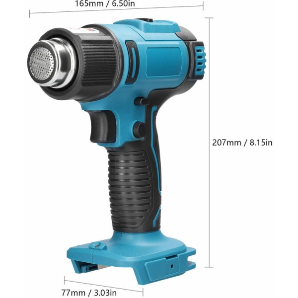 Trådløs varmelegeme med lithiumbatteri og 2 dyser, kompatibel med Makita 18V lithiumbatteri, flerfarvet