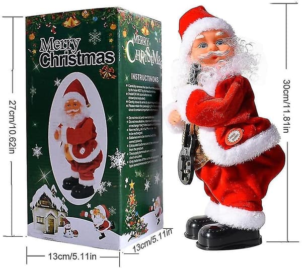 Elektrisk jultomte leksak höftskakande dansande jultomte dockor barn present gitarr