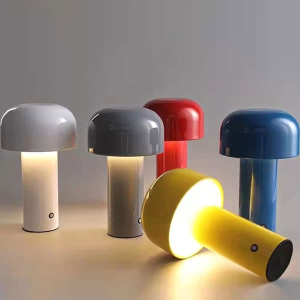 Bärbar LED-bordslampa med touchsensor akryl spotlight 3 ljusstyrkor svamp svampdesign för sovrum sovrum bar café grå