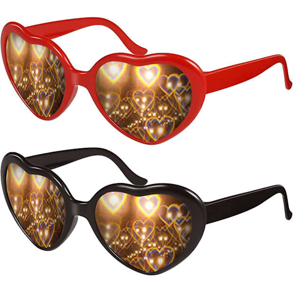 2 endast hjärtformade effekt glasögon 3d glasögon diffraktionsglasögon kreativa specialeffekter glasögon
