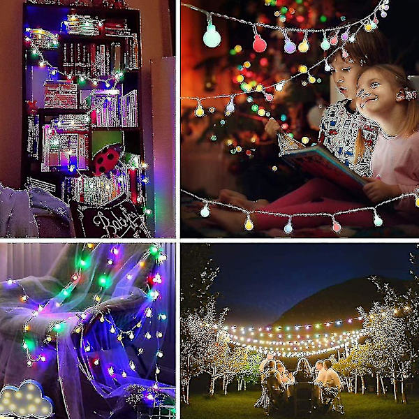 Ljusslinga utomhus färgglada glödlampor, 12m 100 Led, julgransbelysning för festträdgård balkong och inomhus, jul, barnrum, fest,