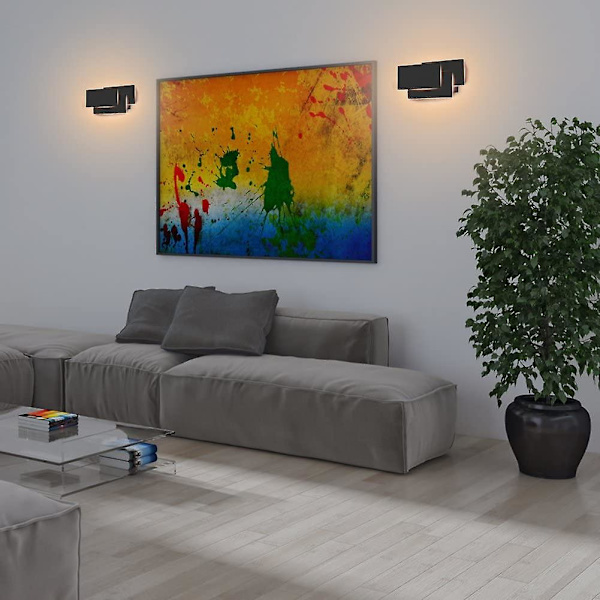 Vägglampa inomhus, 24w Modern Led Square Design Vägglampa För sovrum/trappa/vardagsrum/kontor/veranda/gångväg, Varmvit 2700~3200k, Ip20, Svart [
