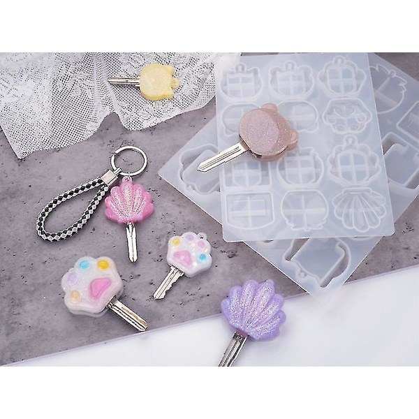 DIY Kristall Epoxihartsform Ringset Nyckelring Kattklo Silikonform Ny