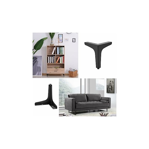 15 cm Metalliset Sovan Jalat 4 Kpl Moderni Huonekalujalat Sovan Jalkojen Vaihto Korotusjalat DIY Huonekalujalat TV-Kaapille Ottomanille Sovalle Huonekaluille, Musta