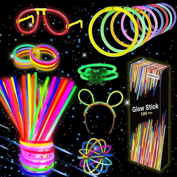 Glow Luminous Fluorescent Armbånd, 100 Fluorescerende Lyspinde Med 122 Forbindere Til At Lave Halskæder