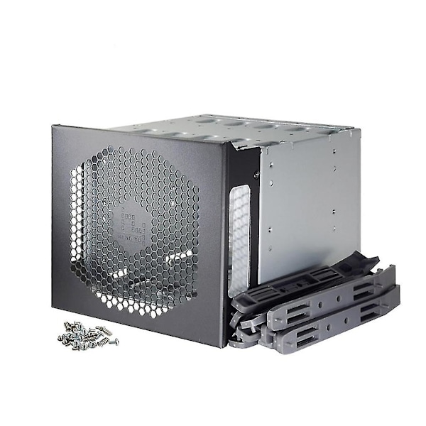 Hårddiskbur i rostfritt stål för dator Sata Hdd 5 tum till 5x 3,5 tums rack