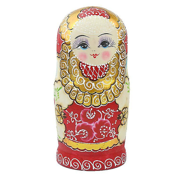 7 st/set Nya Trä Ryska Nesting Dolls Fläta Flicka Leksak Traditionell Matryoshka-4