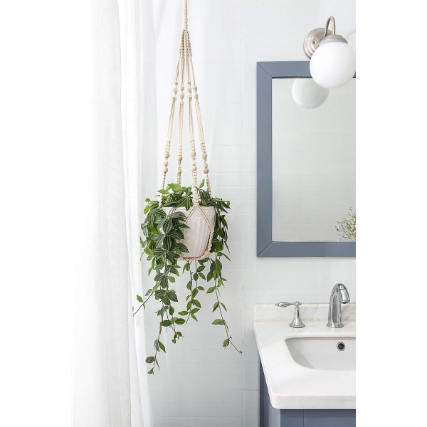 Macrame växt hängare hängande korg bomullsrep Boho dekor balkong planter trädgård heminredning tak växt hållare