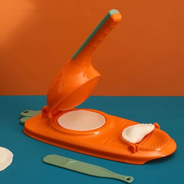 2 i 1 Dumpling Mold Printing Dumpling Maker Manuell Deg Press Dumpling Skin Mold (Orange) Den Nya