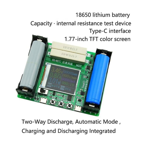 18650 digital litium-li-jon batteritestare Mätare Kapacitet Mah-mwh mätning