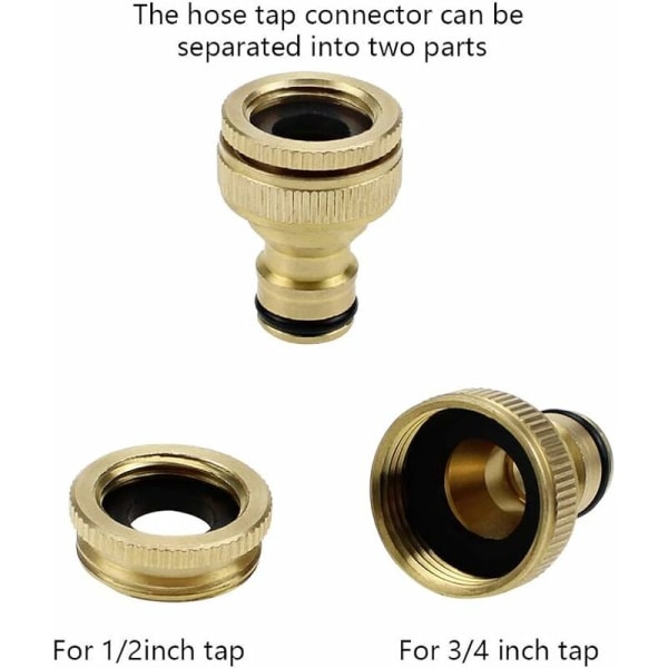 2 st Mässingsblandare för 1/2" och 3/4" kranar 2-i-1 krananslutning Trädgårdsslang Krankoppling kranadapter