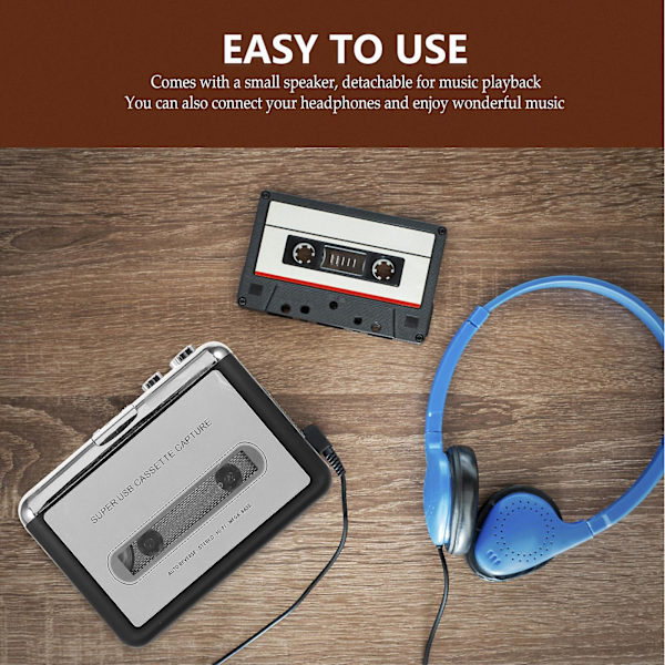 Kassettbandspelare till MP3-omvandlare USB Kassettbandinspelning Bärbar ljudbandspelare