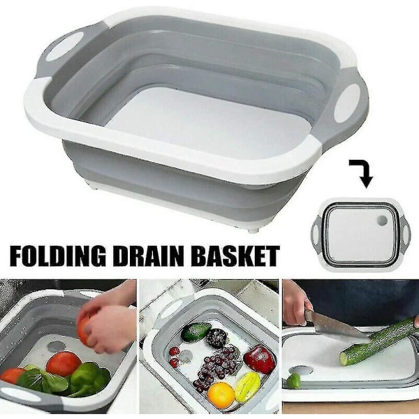 Skärbräda, skärbräda av högkvalitativ plast, förvaring av frukt och grönsaker, hopfällbar skärbräda med avtappningsplugg, frukostbräda, camping