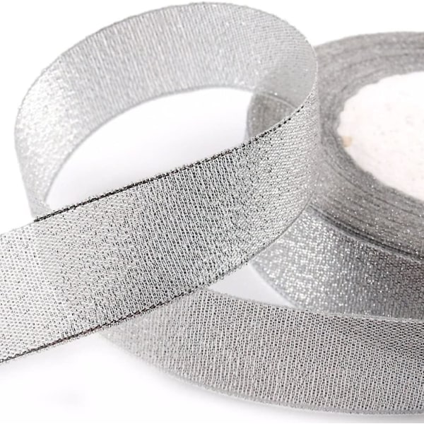 3 rullar 22 meter organza band glitter klar band satin trim (silver, 50mm)