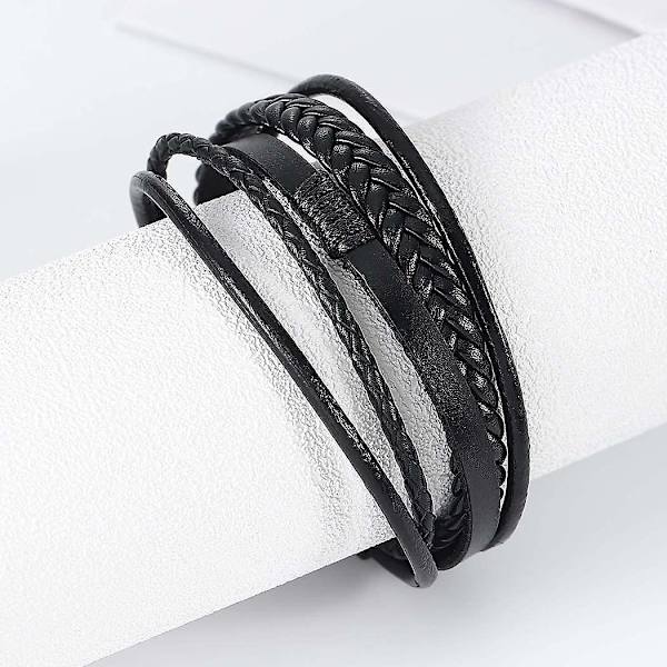 Läderarmband för män, flätat armband med magnetlås, julklapp födelsedagspresent