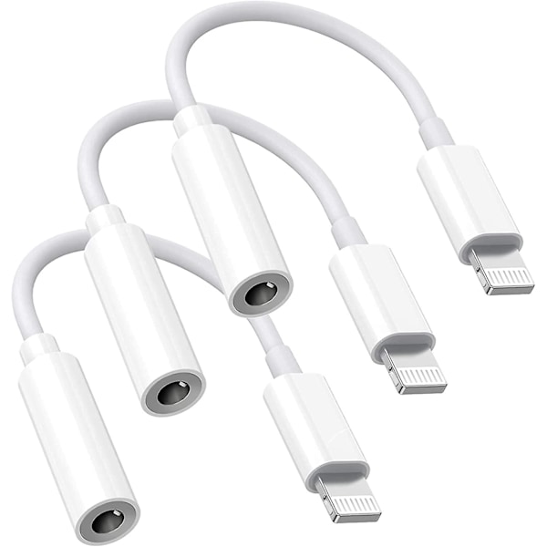 [Apple MFi-certifierad] iPhone-hörlursadapter, 3-pack Lightning till 3,5 mm hörlursuttag Aux-ljudadapter Dongle för iPhone 13/13 Pro/12/12