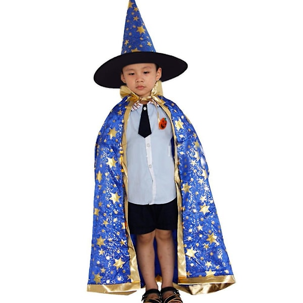 Halloween Kids Cape Cape Hat Set Blå