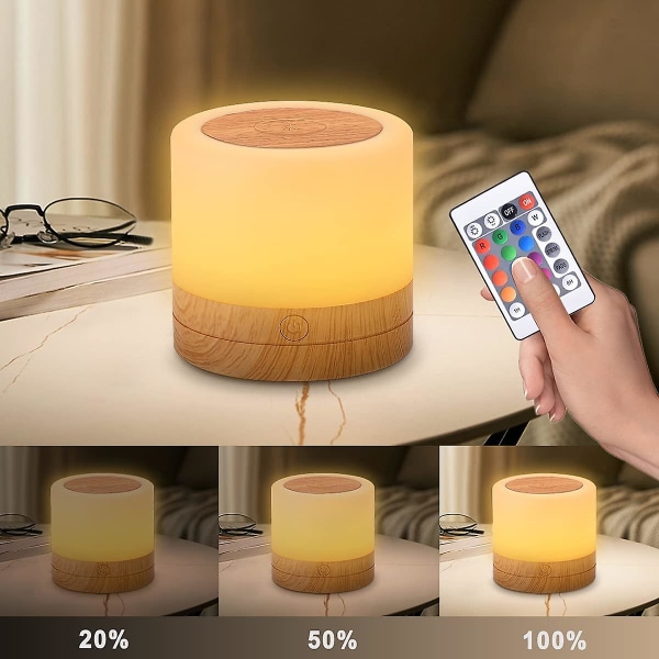 Dimbar LED-nattbordslampe med berøring - nattlys med timer - RGB-fargeskiftende - bordlampe