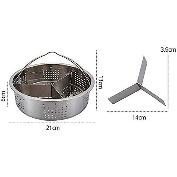 Mesh-korgdelare, trippeldelare korgställ kit tillbehör, ångkorg i rostfritt stål